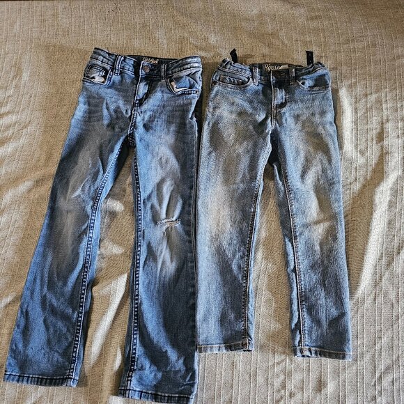 Girls Jeans Bundle Size 6/6X – Cat & Jack Bootcut + B'Gosh Skinny Light Wash - Picture 1 of 6